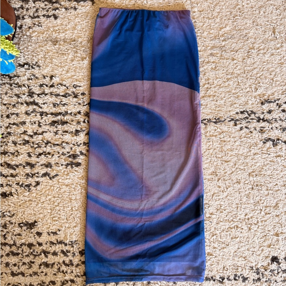 Blue and Purple Swirl Midi Skirt